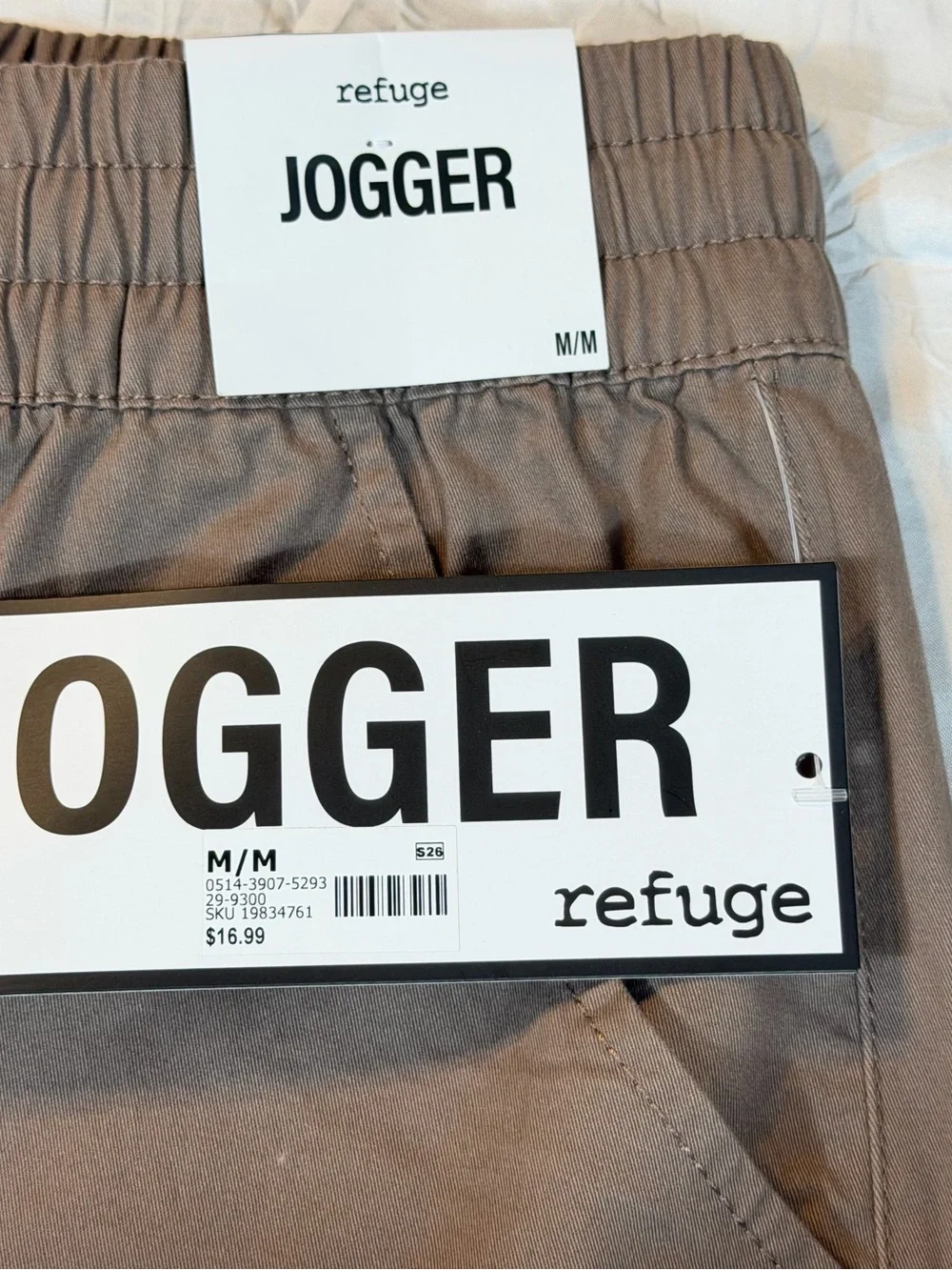 rue21 Refuge Cargo Joggers M NWT Elastic Waist Mid Rise Utility Pants Taupe